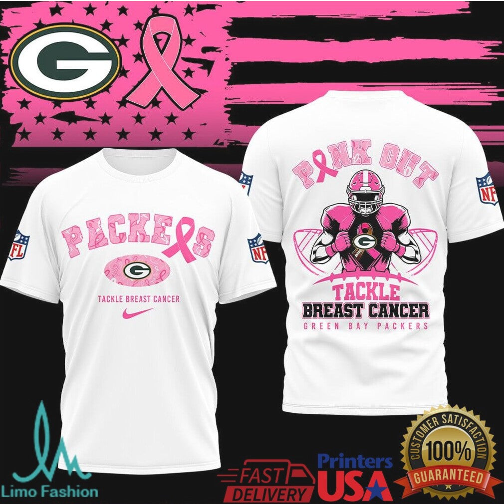 Green Bay Packers & San Francisco 49ers Tackle Breast Cancer Pink Out Football T Shirt