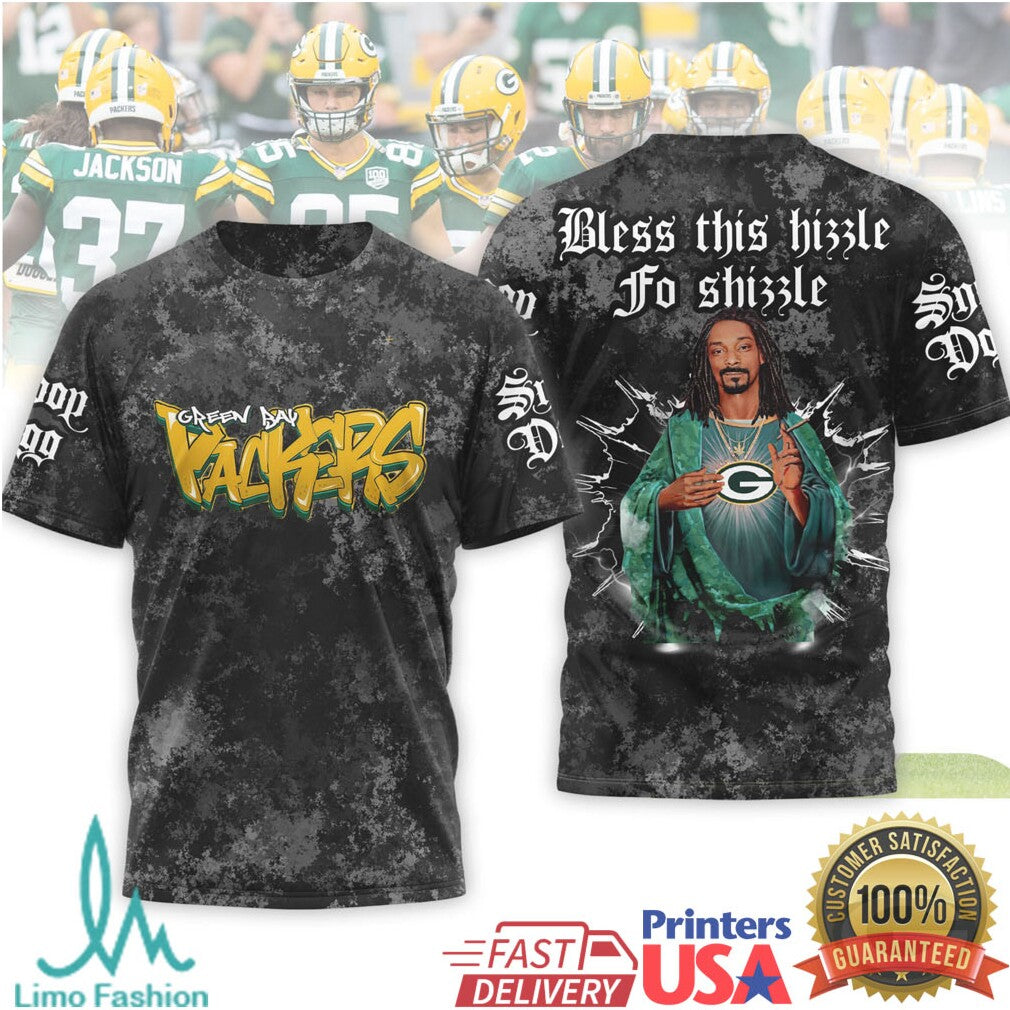 Green Bay Packers Snoop Dogg Parody Bless This Hizzle Custom 3D T Shirt - Limotees LLC