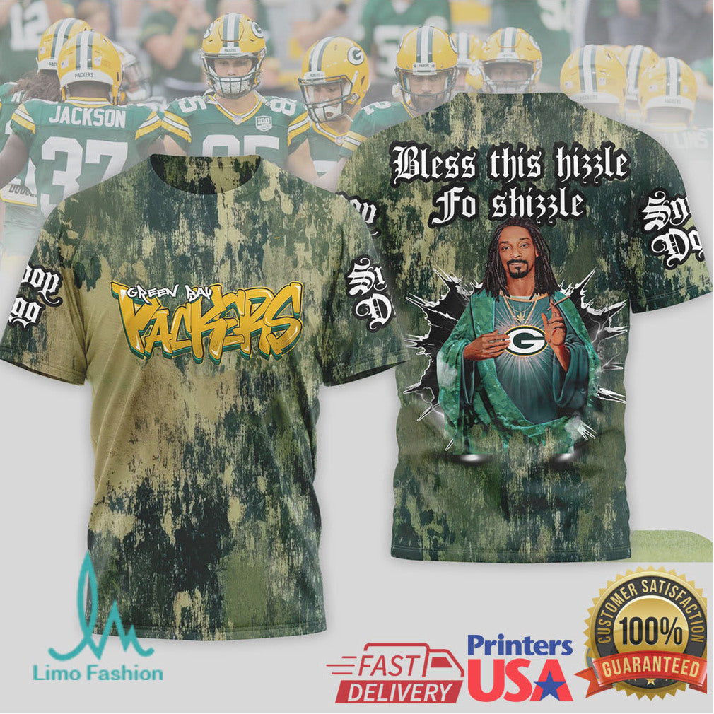 Green Bay Packers Snoop Dogg Parody Bless This Hizzle Custom 3D T Shirt - Limotees LLC