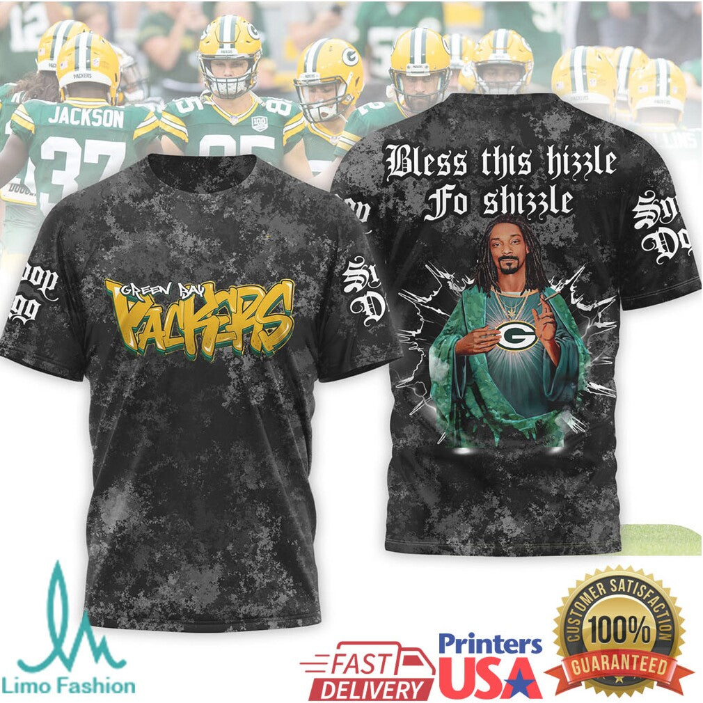 Green Bay Packers Snoop Dogg Parody Bless This Hizzle Custom 3D T Shirt - Limotees LLC