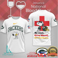 Green Bay Packers Snoopy National Blood Donor Month T Shirt - Limotees LLC