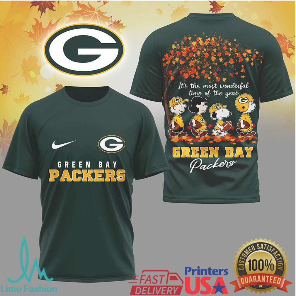 Green Bay Packers Snoopy Peanuts Fall Autumn Football Tshirt - Limotees LLC