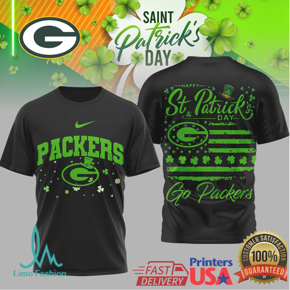 Green Bay Packers St. Patrick'S Day Shamrock Pride Flag Tshirt - Limotees LLC