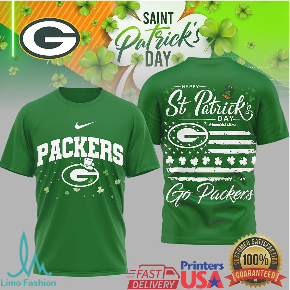 Green Bay Packers St. Patrick'S Day Shamrock Pride Flag Tshirt - Limotees LLC
