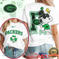 Green Bay Packers St. Patrick's Day T Shirt Snoopy Lucky Clover Green - Limotees LLC