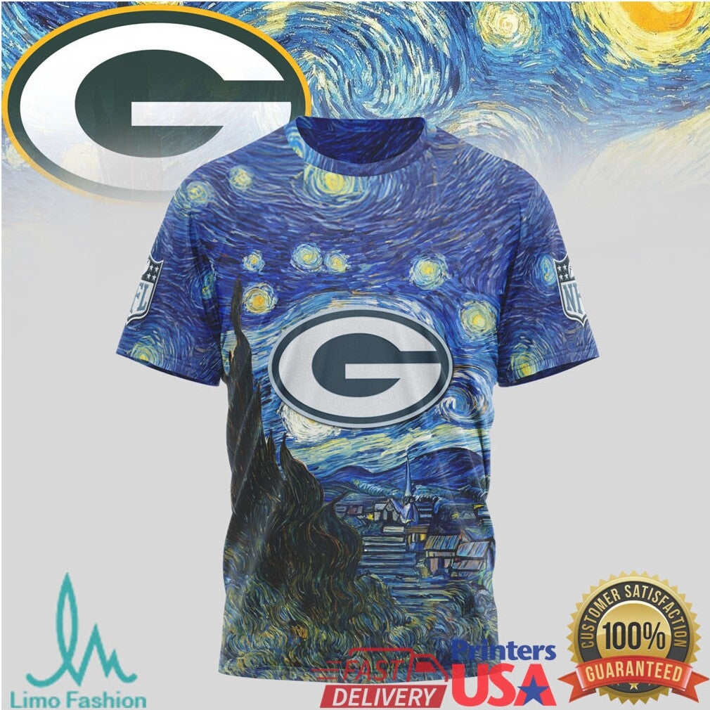Green Bay Packers Starry Night Van Gogh Nfl Tshirt
