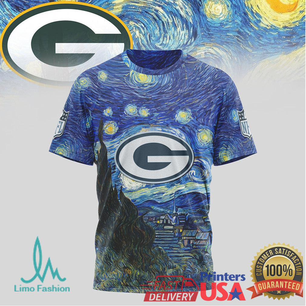 Green Bay Packers Starry Night Van Gogh Nfl Tshirt
