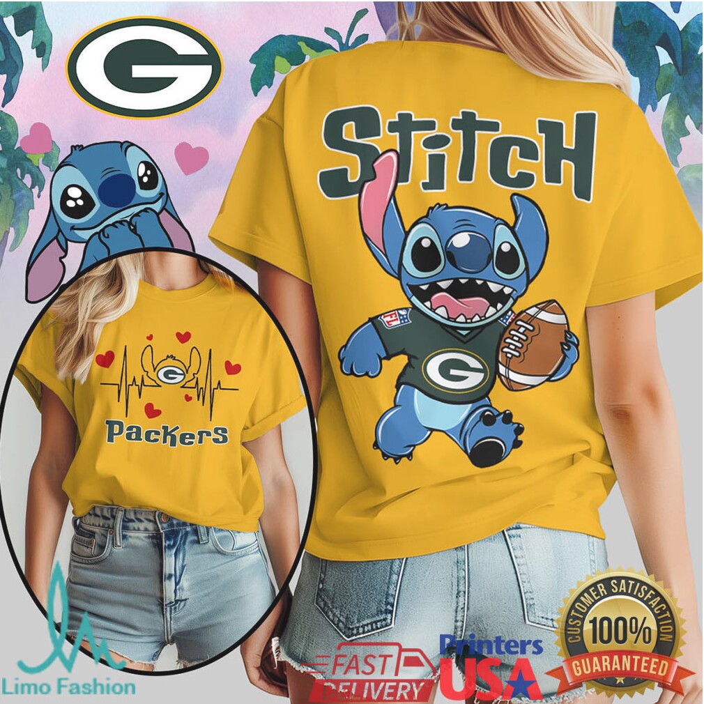 Green Bay Packers Stitch NFL Football Graphic T Shirt - Limotees LLC
