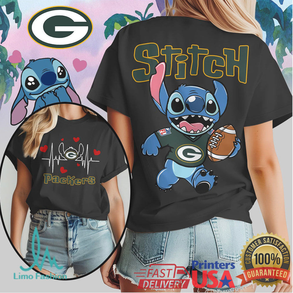 Green Bay Packers Stitch NFL Football Graphic T Shirt - Limotees LLC