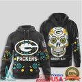 Green Bay Packers Sugar Skull T Shirt NFL Mexican Style Football Apparel - Limotees LLC