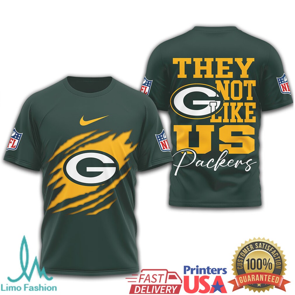 Green Bay Packers “They Not Like Us” G Logo Claw Rip T Shirt - Limotees LLC