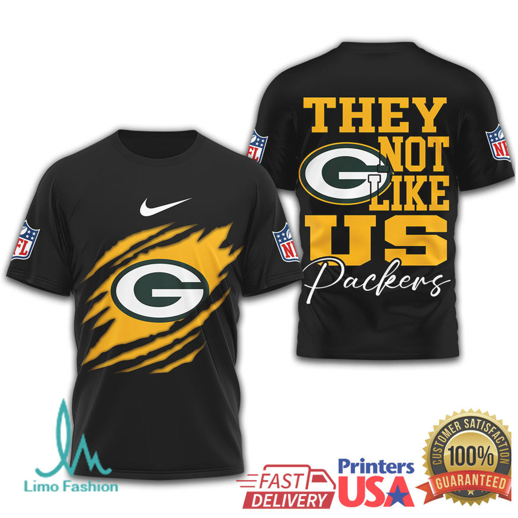 Green Bay Packers “They Not Like Us” G Logo Claw Rip T Shirt - Limotees LLC