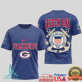 Green Bay Packers US Coast Guard Military Salute Navy Blue Fan T Shirt