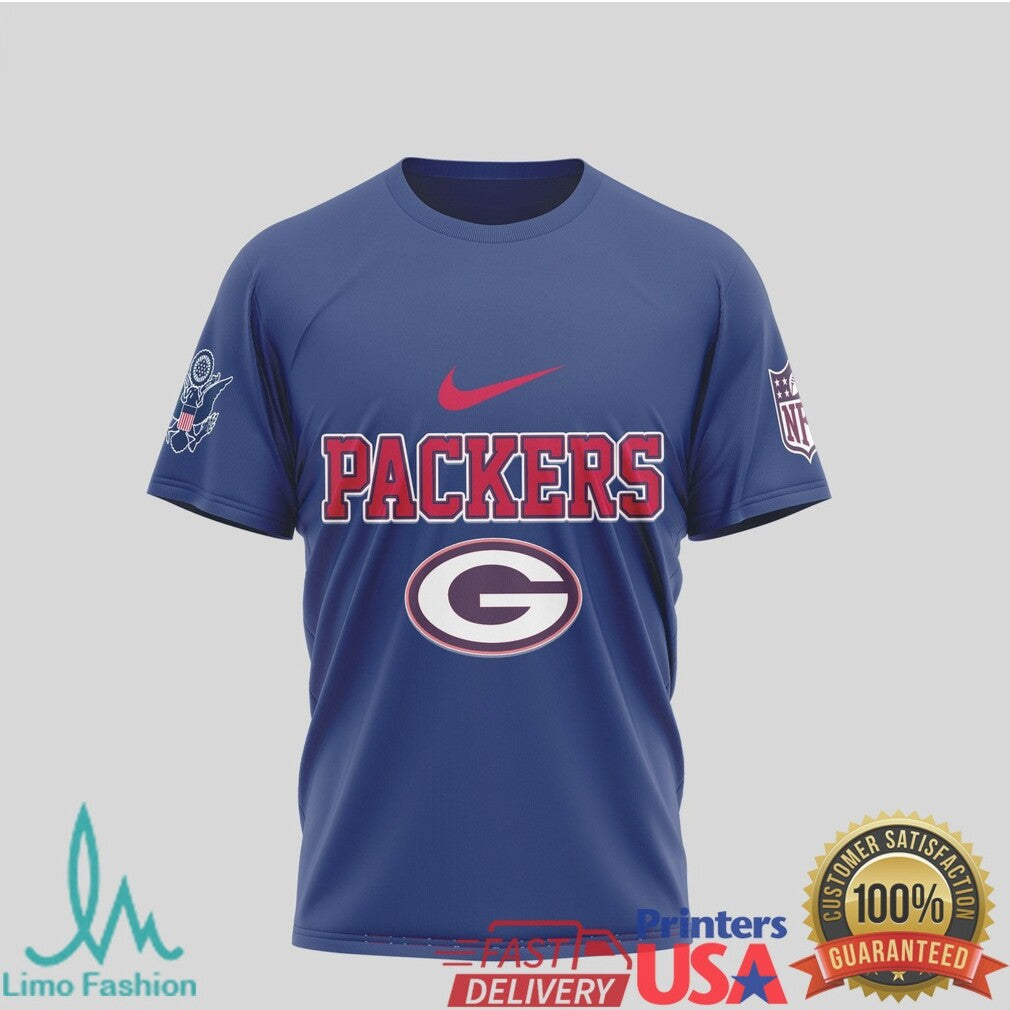 Green Bay Packers US Coast Guard Military Salute Navy Blue Fan T Shirt