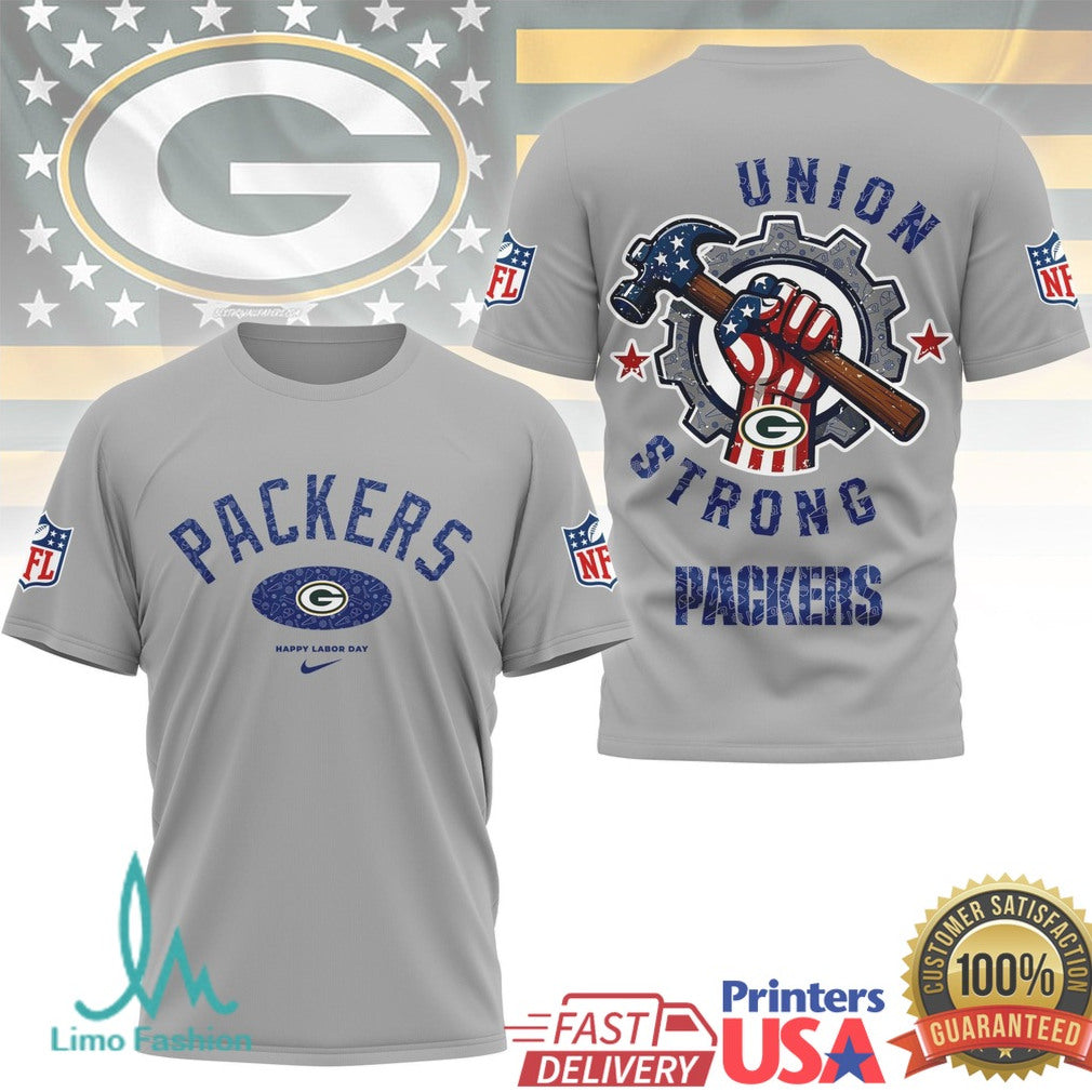 Green Bay Packers Union Strong Labor Day NFL Graphic T Shirt - Limotees LLC