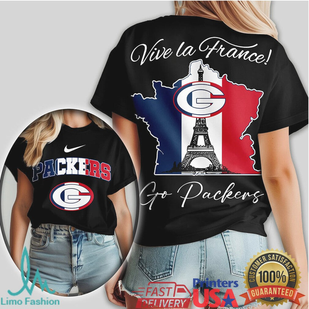 Green Bay Packers Vive la France Paris Eiffel Tower NFL T Shirt - Limotees LLC