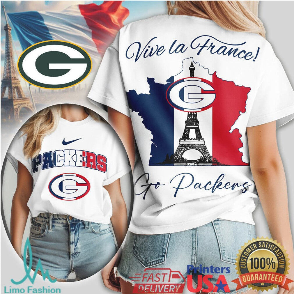 Green Bay Packers Vive la France Paris Eiffel Tower NFL T Shirt - Limotees LLC