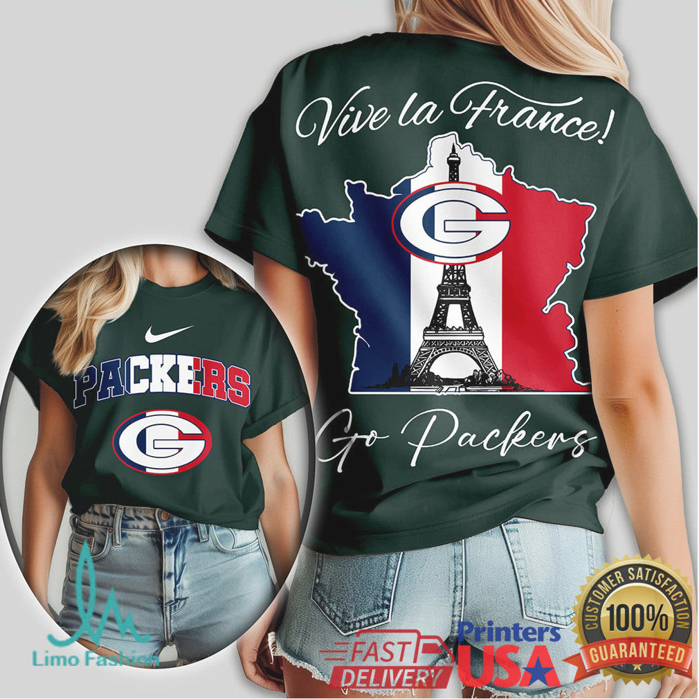 Green Bay Packers Vive la France Paris Eiffel Tower NFL T Shirt - Limotees LLC