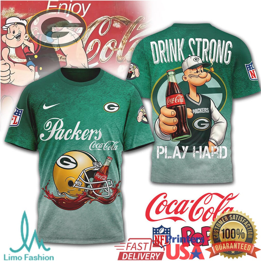 Green Bay Packers x Coca Cola Popeye “Drink Strong Play Hard” T Shirt