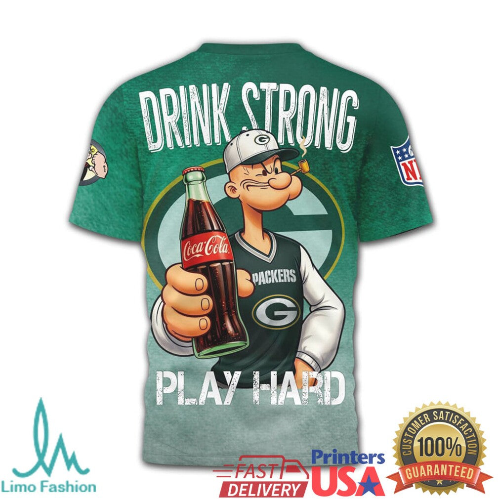 Green Bay Packers x Coca Cola Popeye “Drink Strong Play Hard” T Shirt