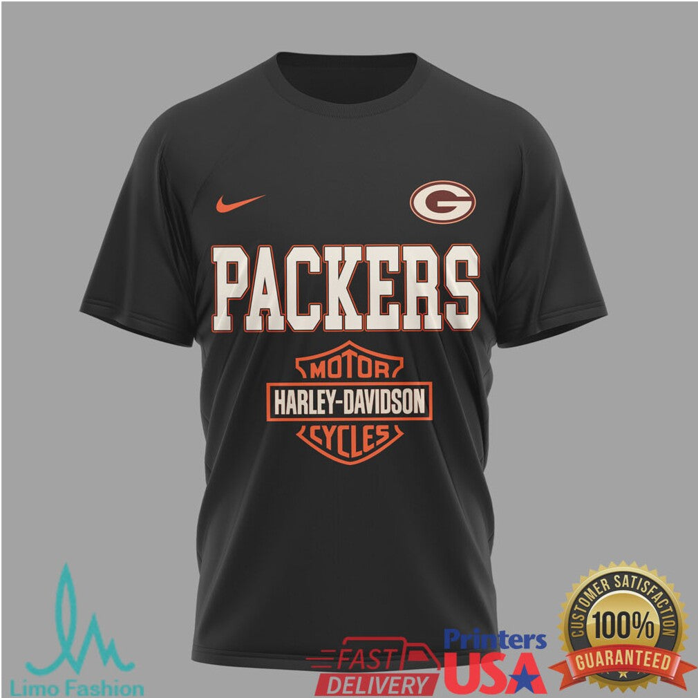 Green Bay Packers x Harley Davidson Motor Cycles 122 Years Celebration T Shirt - Limotees LLC