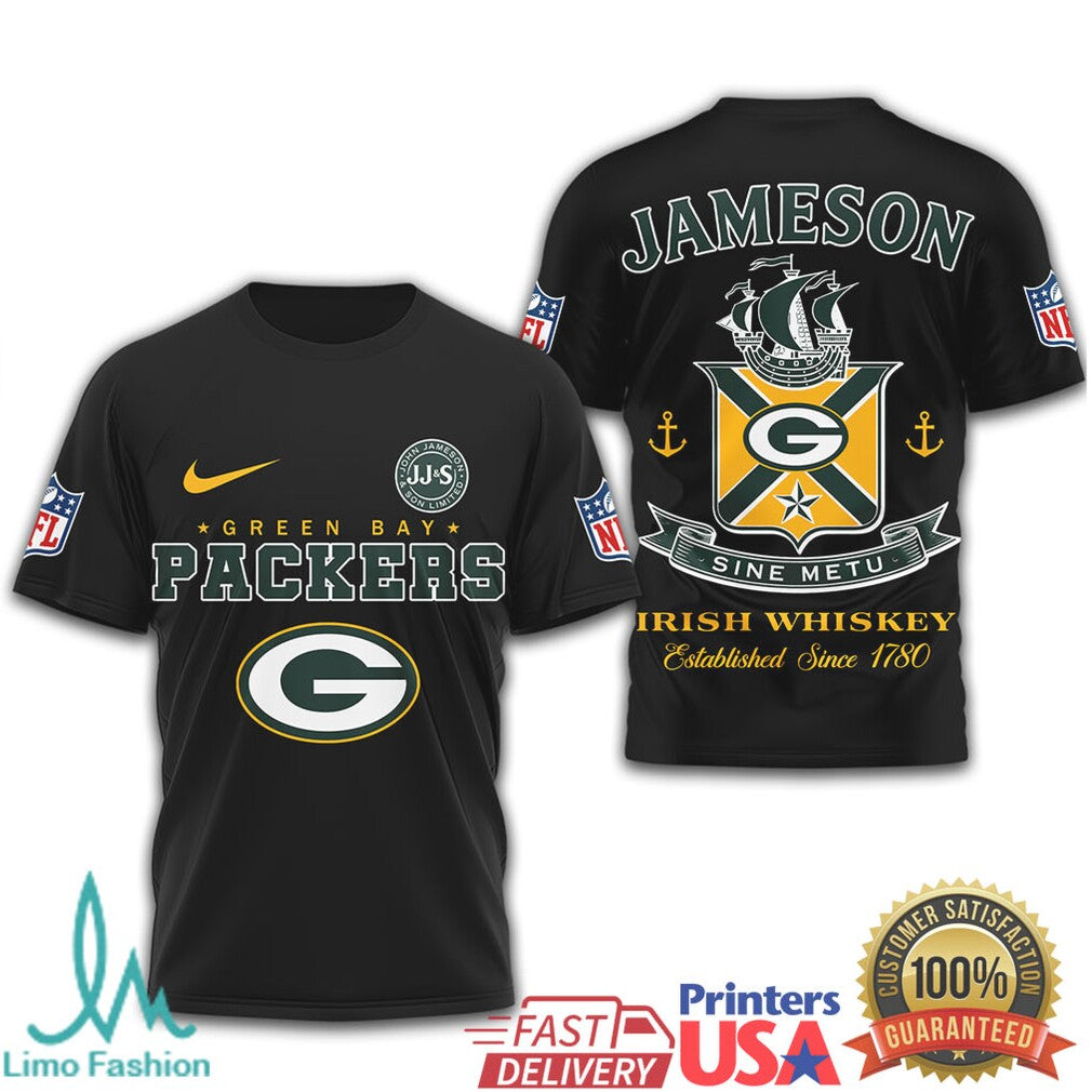 Green Bay Packers x Jameson Irish Whiskey Sine Metu Graphic T Shirt - Limotees LLC