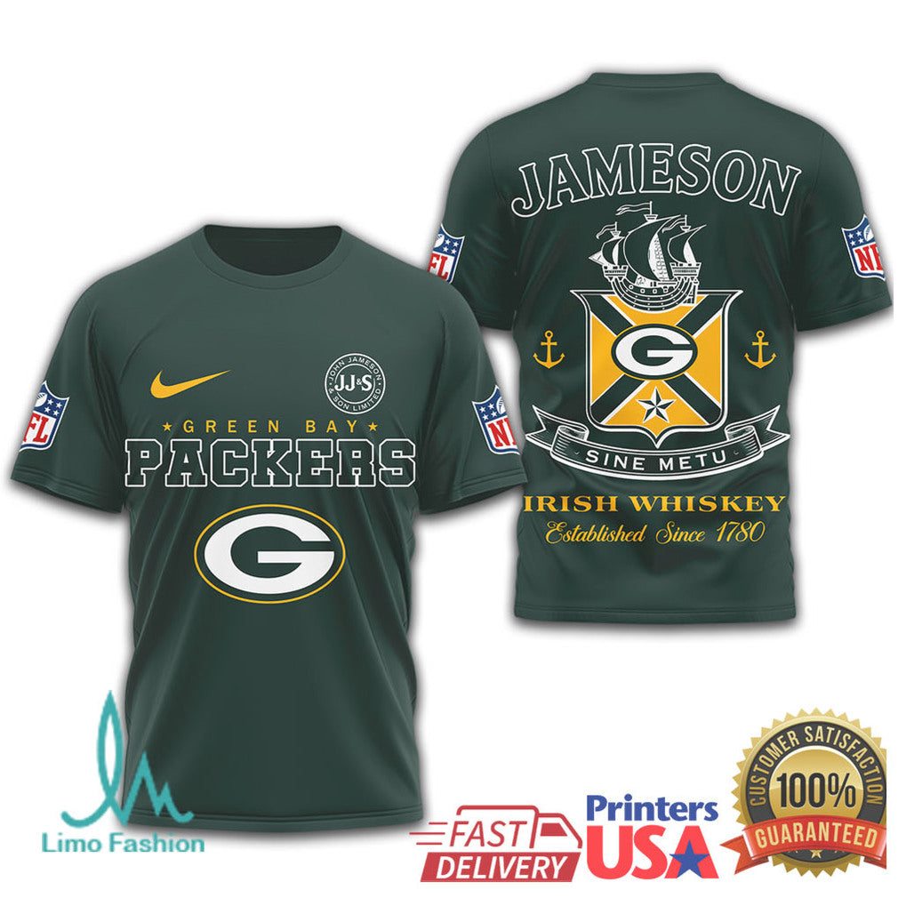 Green Bay Packers x Jameson Irish Whiskey Sine Metu Graphic T Shirt - Limotees LLC