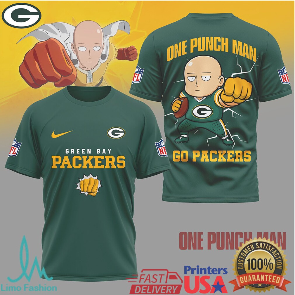 Green Bay Packers x One Punch Man Saitama NFL T Shirt - Limotees LLC