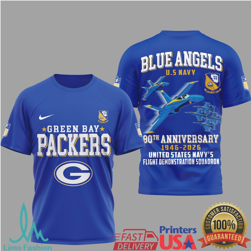 Green Bay Packers x U.S. Navy Blue Angels 80th Anniversary 1946 2026 T Shirt - Limotees LLC