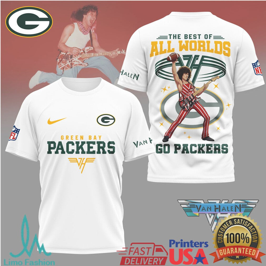 Green Bay Packers x Van Halen Eddie Van Halen Legend Mashup Tee - Limotees LLC