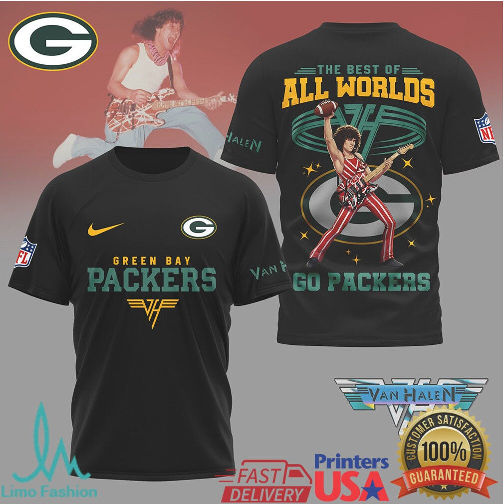 Green Bay Packers x Van Halen Eddie Van Halen Legend Mashup Tee - Limotees LLC