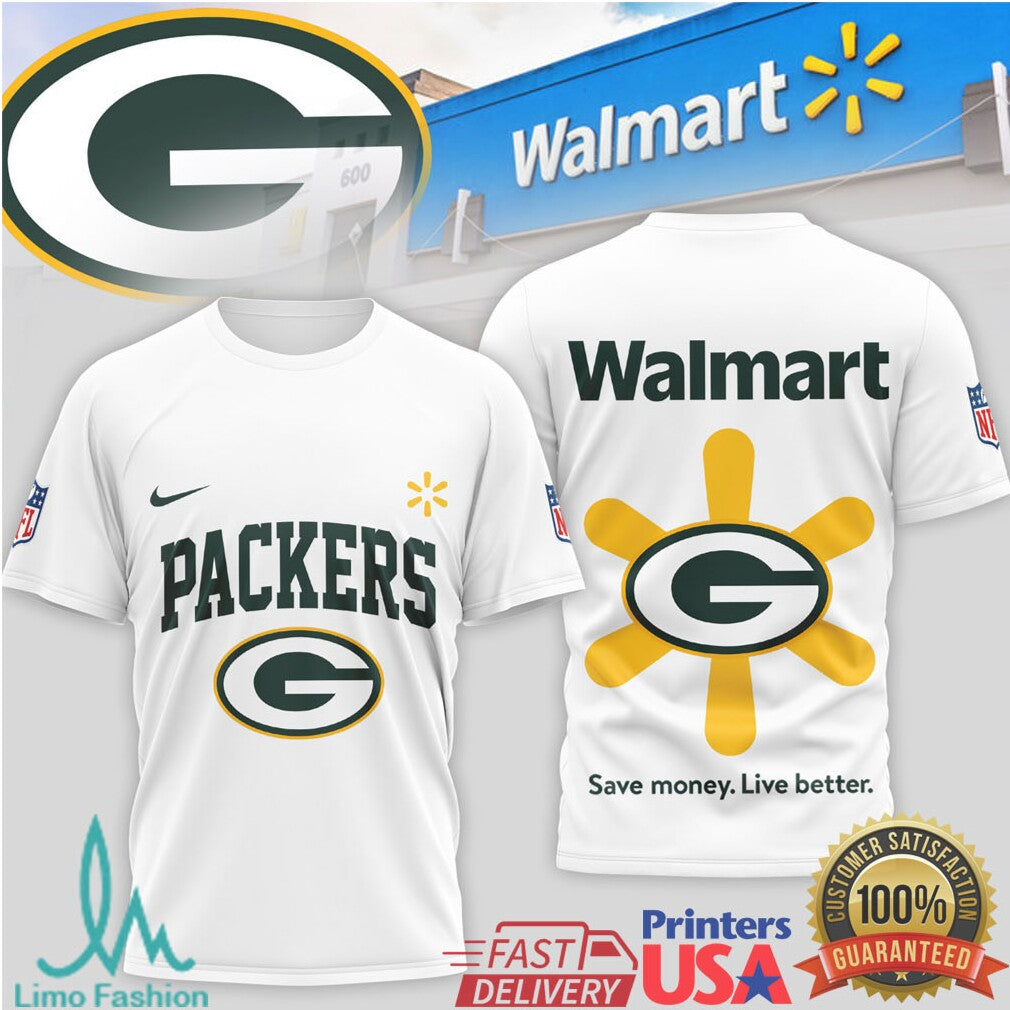 Green Bay Packers x Walmart Spark Logo Hybrid Fan Gear T Shirt - Limotees LLC