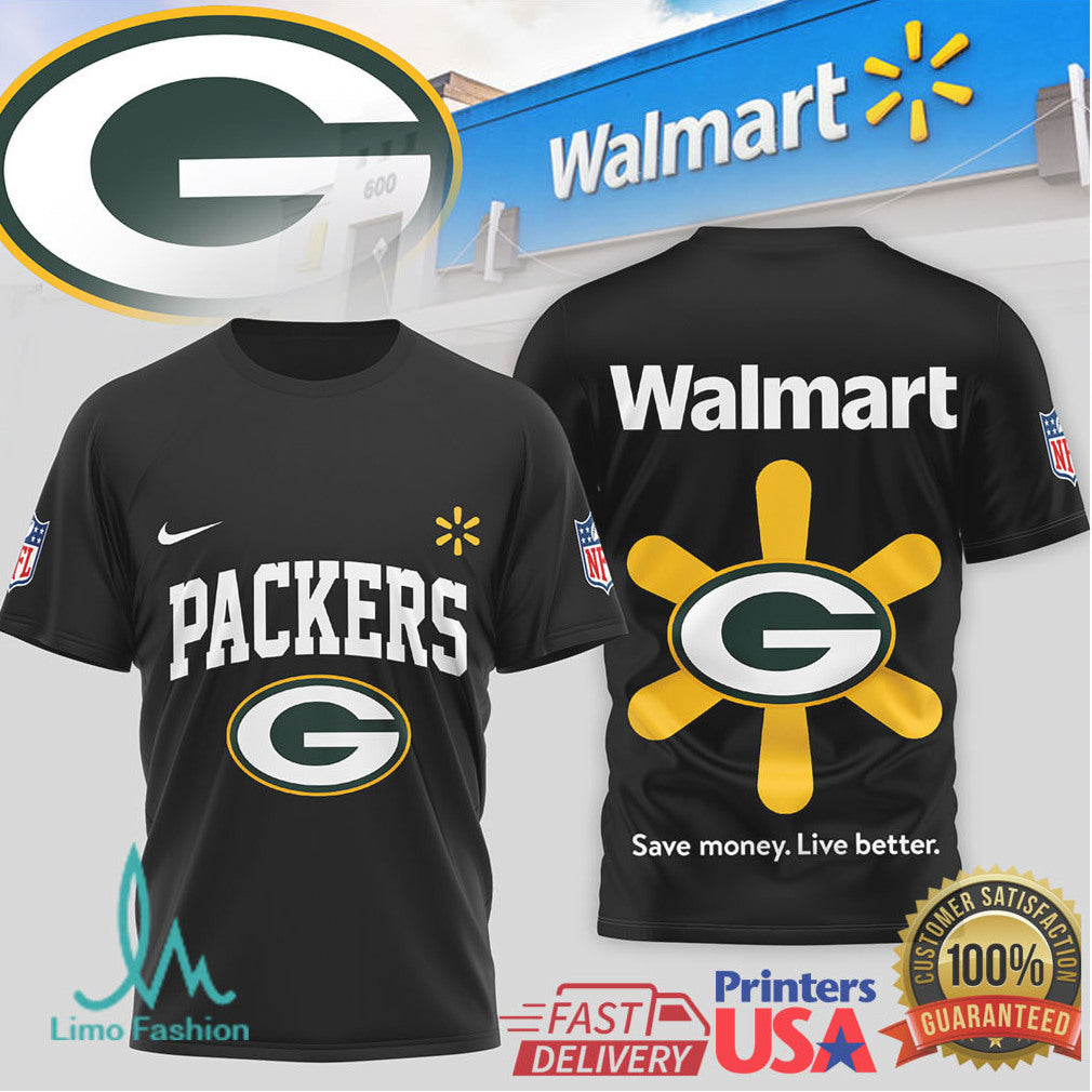 Green Bay Packers x Walmart Spark Logo Hybrid Fan Gear T Shirt - Limotees LLC
