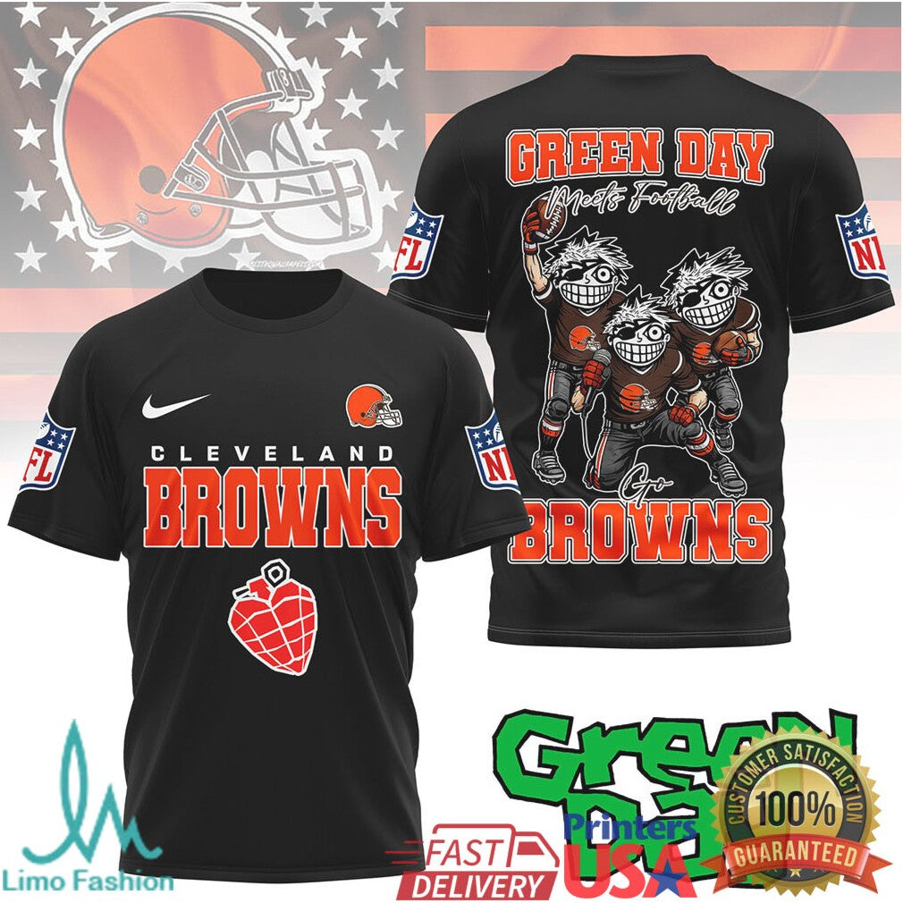 Green Day Browns Football Mashup Tshirt - Limotees LLC