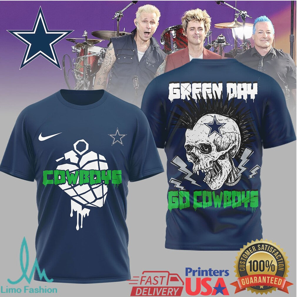 Green Day Dallas Cowboys Mohawk Skull Nfl Mashup Design - Limotees LLC