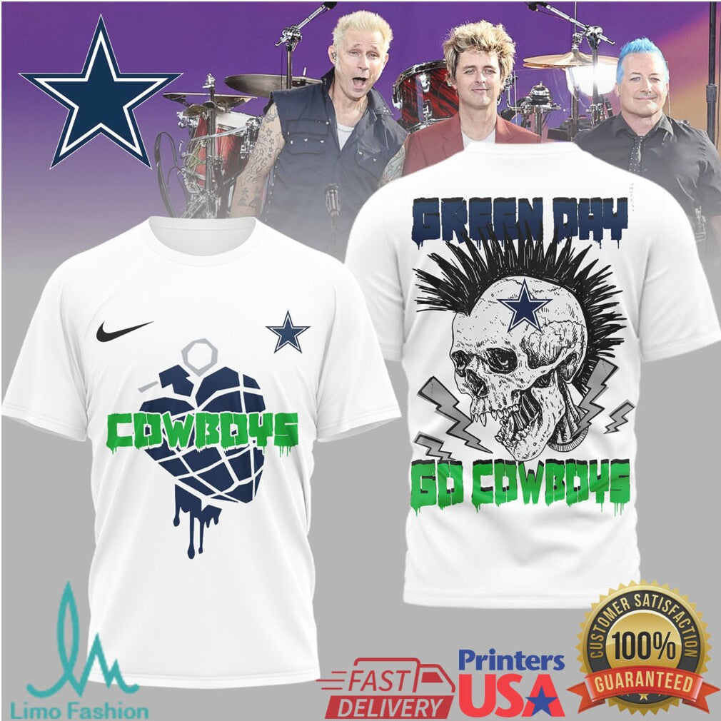 Green Day Dallas Cowboys Mohawk Skull Nfl Mashup Design - Limotees LLC