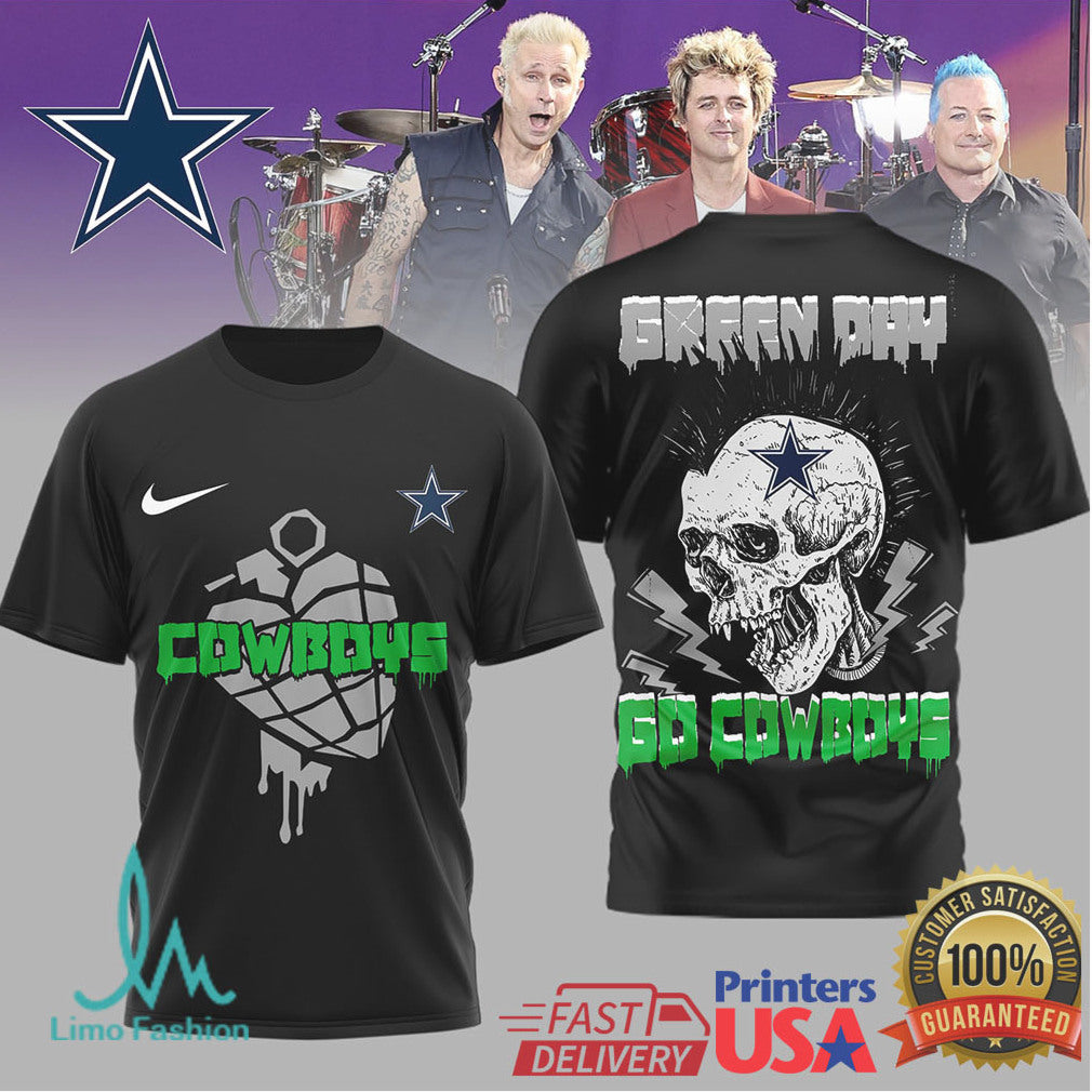 Green Day Dallas Cowboys Mohawk Skull Nfl Mashup Design - Limotees LLC