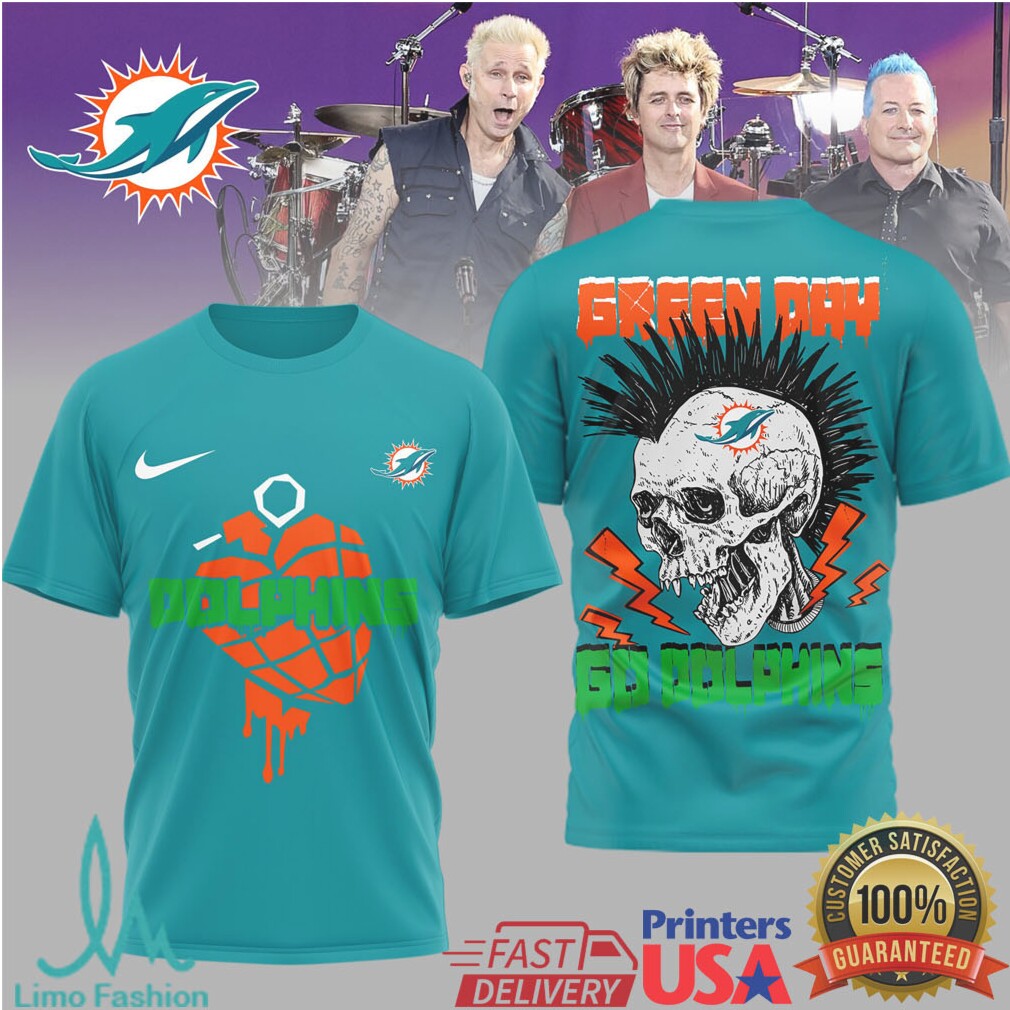 Green Day Miami Dolphins Heart Grenade Nfl Tshirt - Limotees LLC