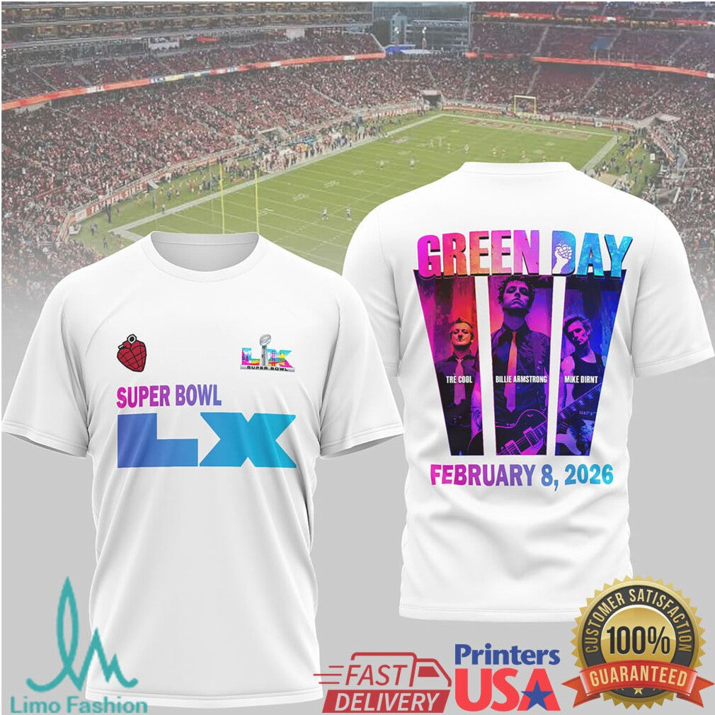 Green Day Super Bowl LX February 8 2026 Commemorative T Shirt - Limotees LLC