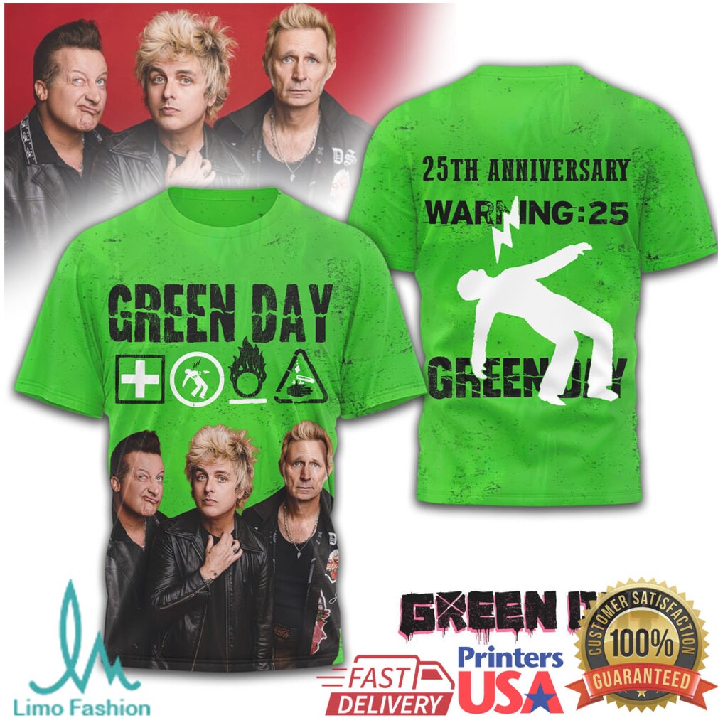 Green Day Warning 25th Anniversary Green All Over Print T Shirt - Limotees LLC