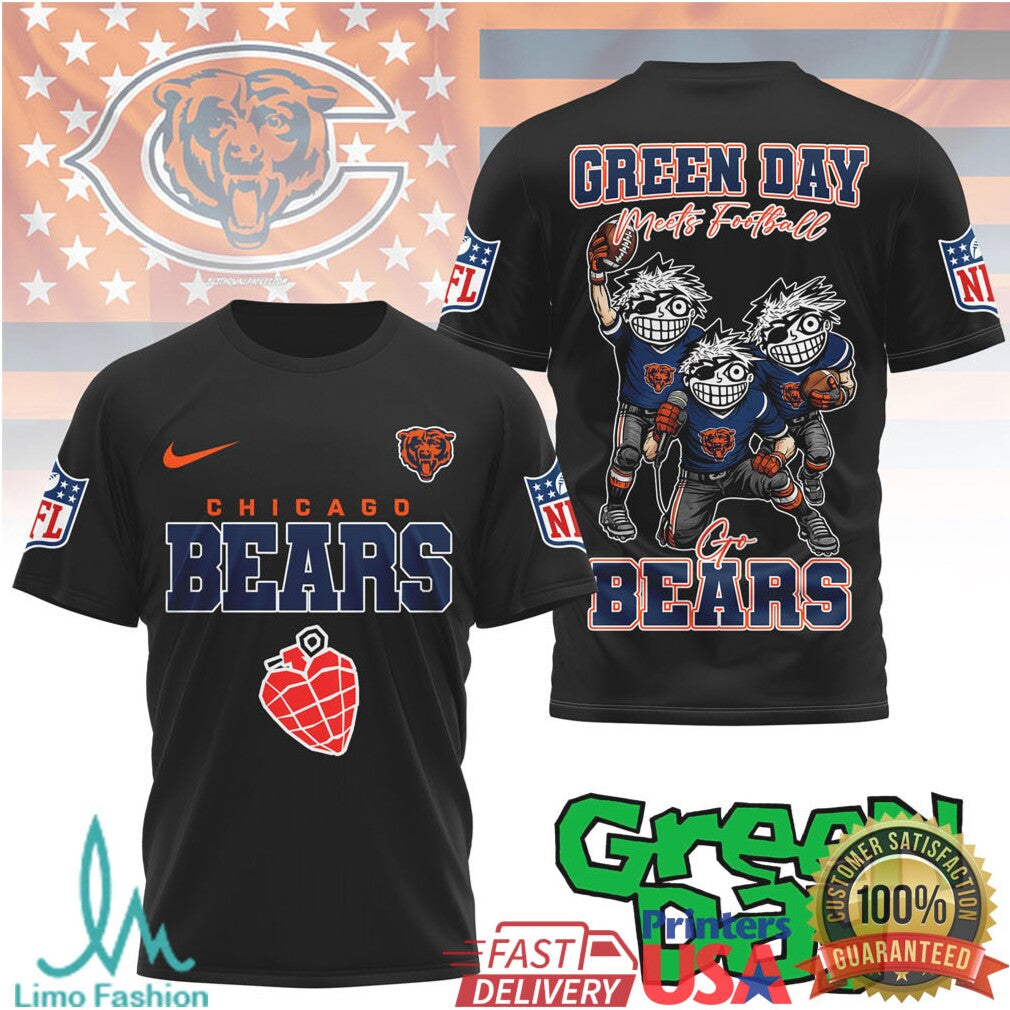 Green Day X Chicago Bears Football T Shirt - Limotees LLC