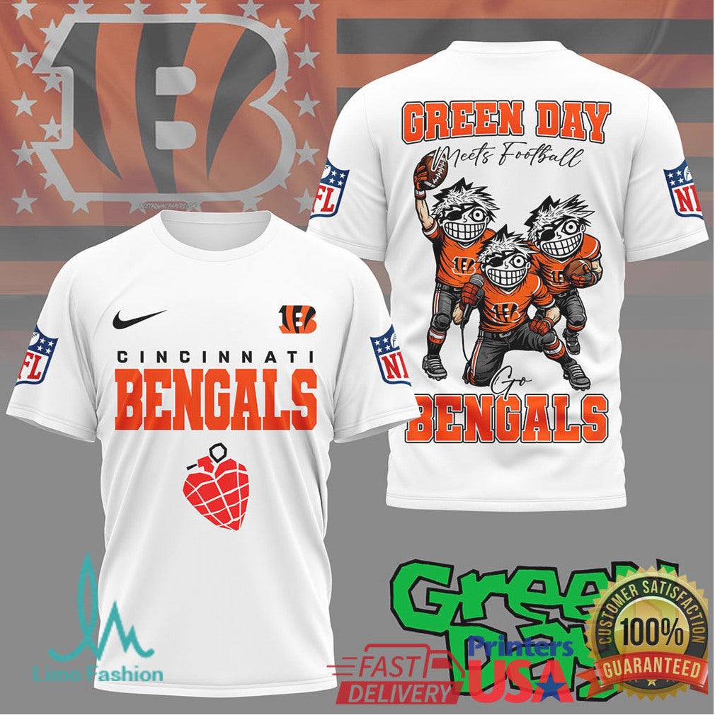 Green Day X Cincinnati Bengals Football T Shirt - Limotees LLC