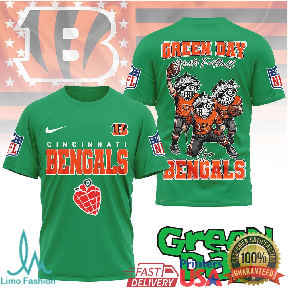Green Day X Cincinnati Bengals Football T Shirt - Limotees LLC