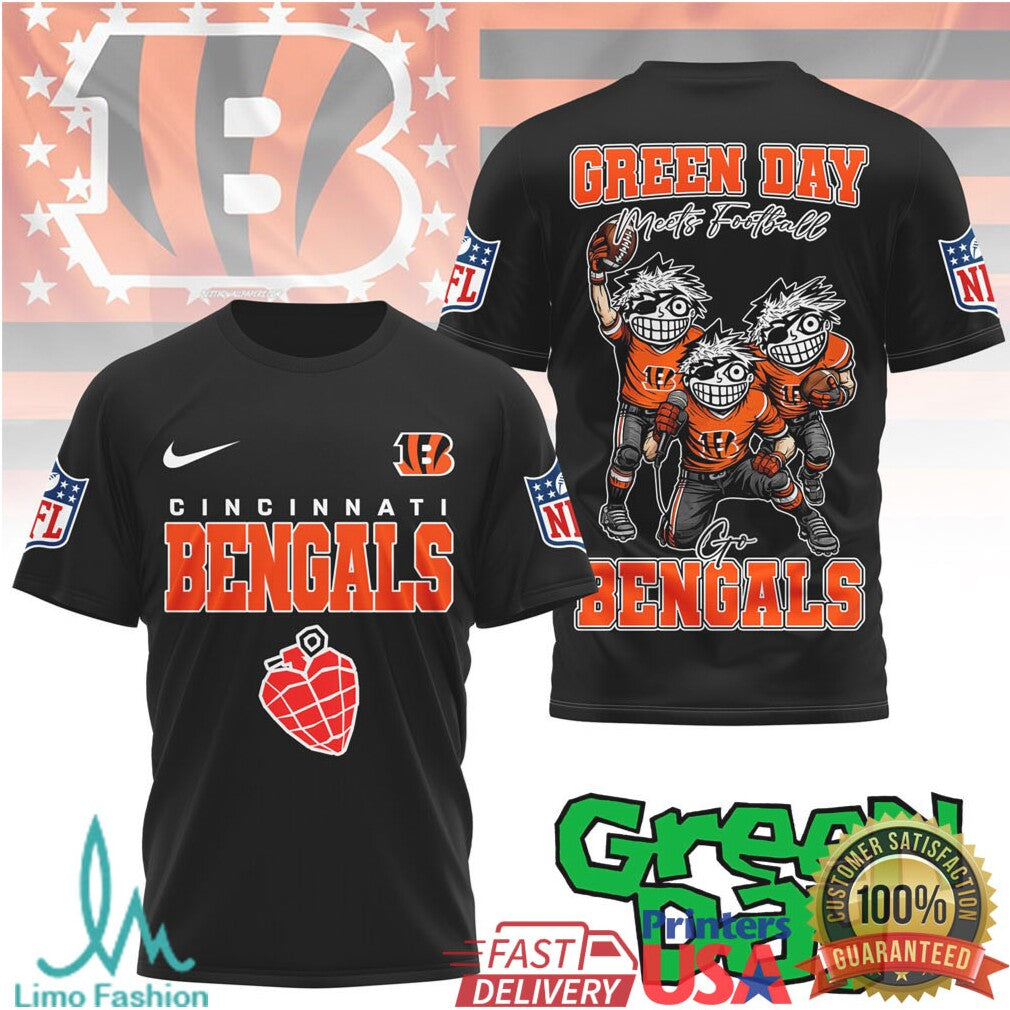 Green Day X Cincinnati Bengals Football T Shirt - Limotees LLC