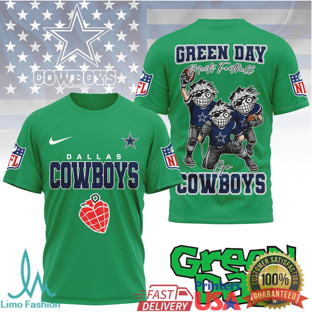Green Day X Dallas Cowboys Football T Shirt - Limotees LLC