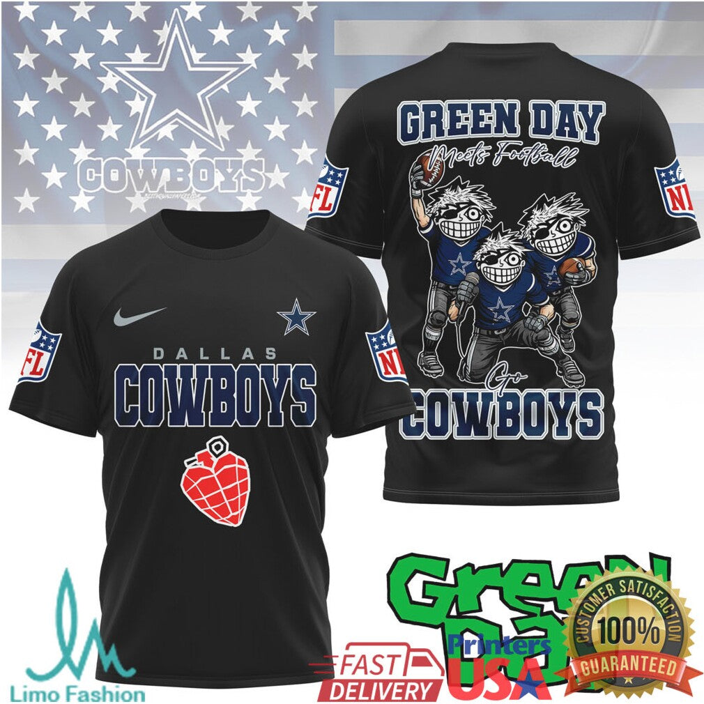 Green Day X Dallas Cowboys Football T Shirt - Limotees LLC