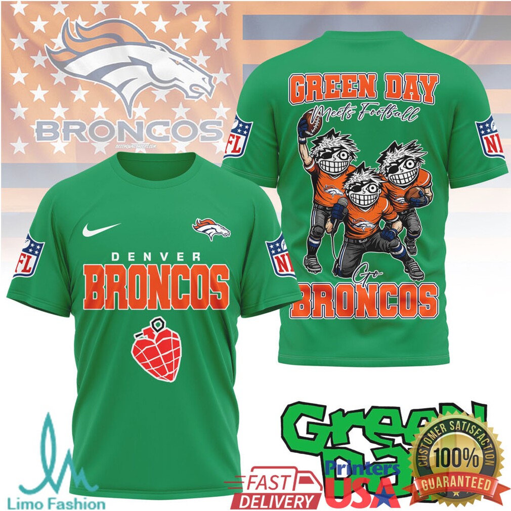 Green Day X Denver Broncos Football T Shirt