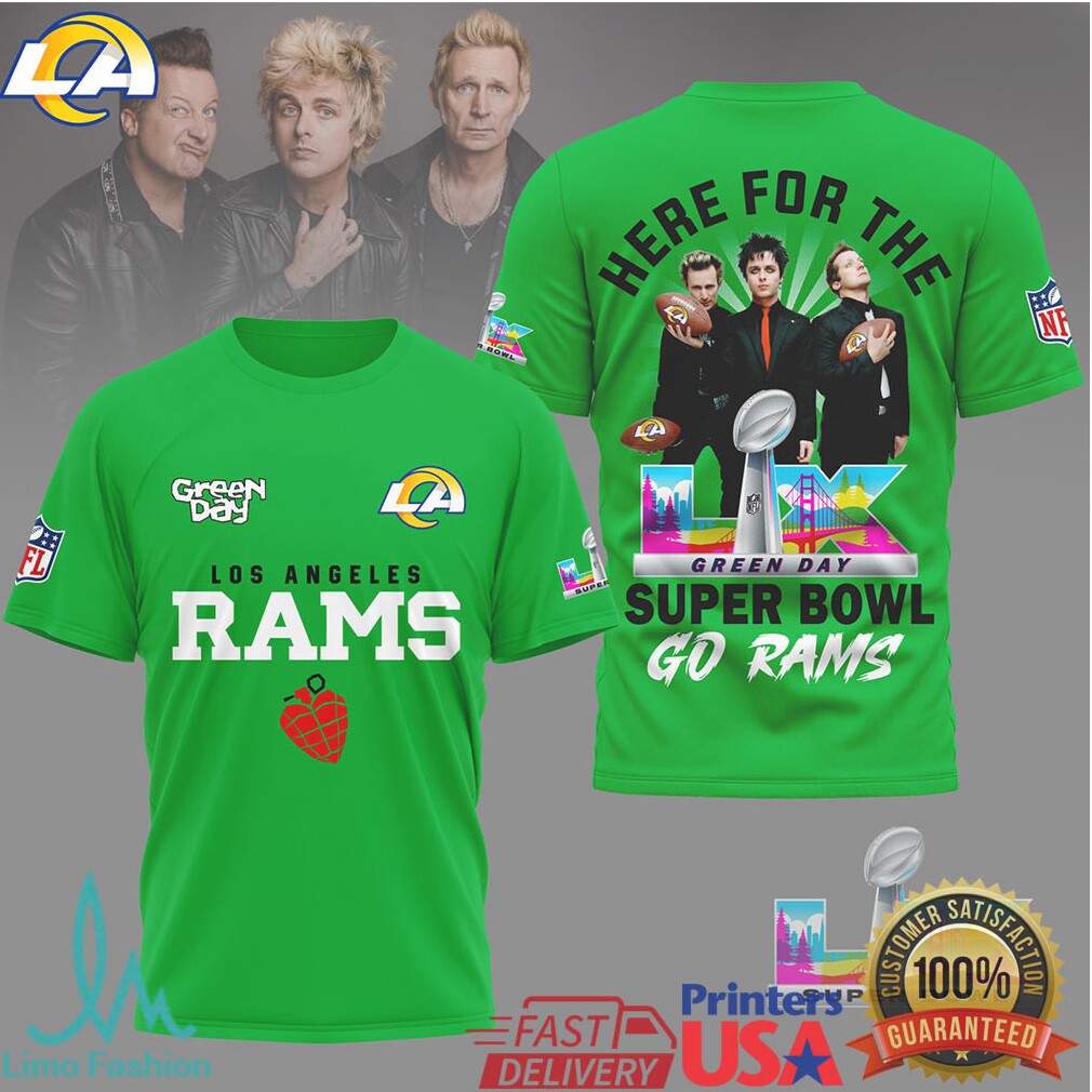 Green Day X Los Angeles Rams Super Bowl Lix T Shirt - Limotees LLC