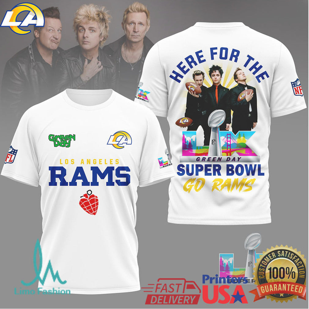 Green Day X Los Angeles Rams Super Bowl Lix T Shirt - Limotees LLC