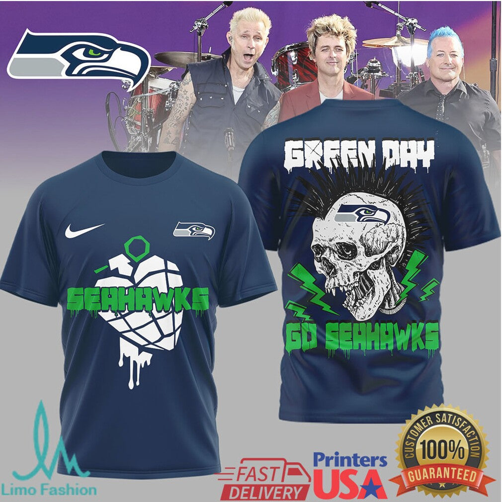 Green Day X Seattle Seahawks Graphic Tee - Limotees LLC
